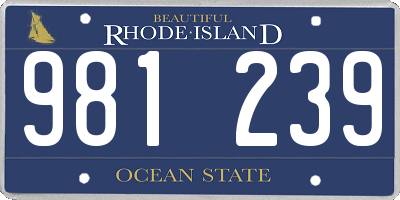 RI license plate 981239