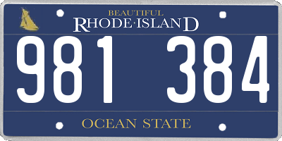 RI license plate 981384