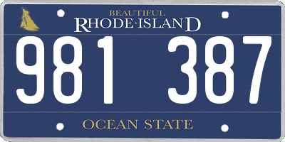 RI license plate 981387