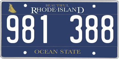 RI license plate 981388