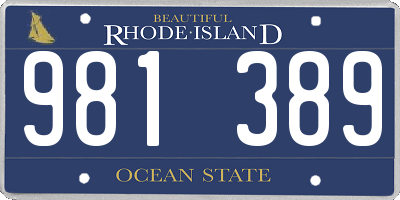 RI license plate 981389