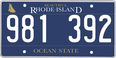 RI license plate 981392