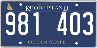 RI license plate 981403