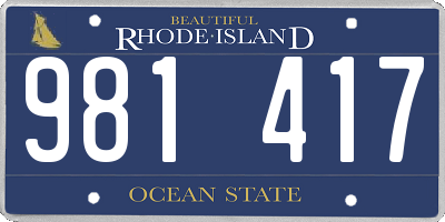 RI license plate 981417