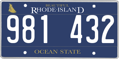 RI license plate 981432