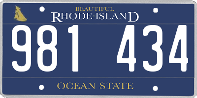 RI license plate 981434