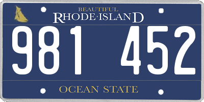 RI license plate 981452