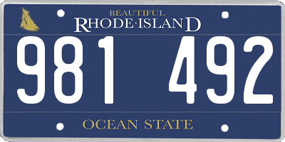 RI license plate 981492