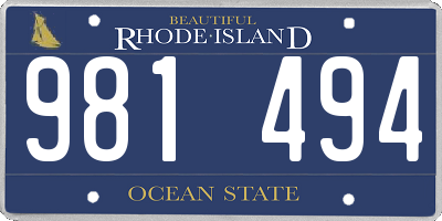 RI license plate 981494