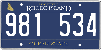 RI license plate 981534