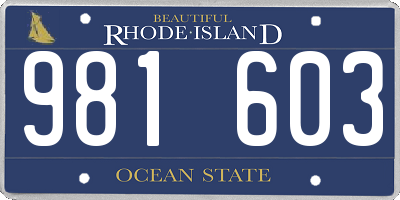 RI license plate 981603