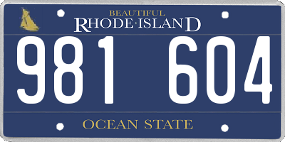 RI license plate 981604