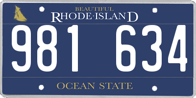 RI license plate 981634