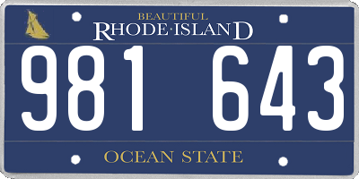 RI license plate 981643