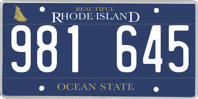 RI license plate 981645