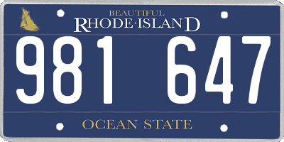 RI license plate 981647