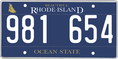 RI license plate 981654