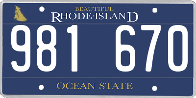 RI license plate 981670