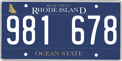 RI license plate 981678