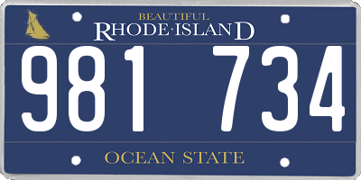 RI license plate 981734