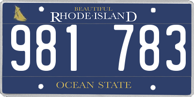 RI license plate 981783