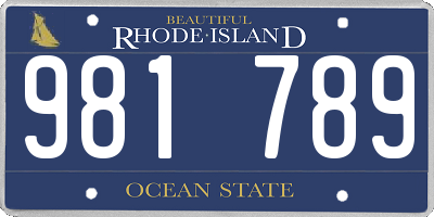 RI license plate 981789