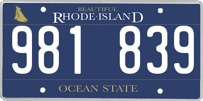 RI license plate 981839