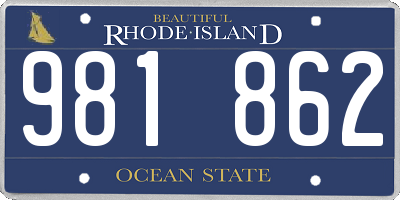 RI license plate 981862