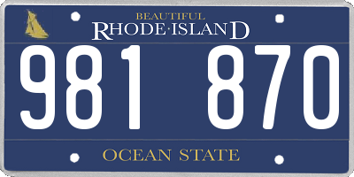 RI license plate 981870