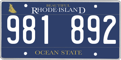 RI license plate 981892