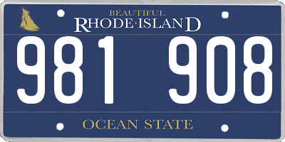 RI license plate 981908