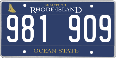 RI license plate 981909