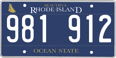RI license plate 981912