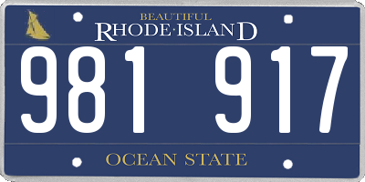 RI license plate 981917