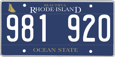 RI license plate 981920