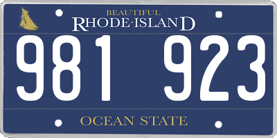 RI license plate 981923