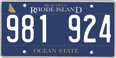 RI license plate 981924