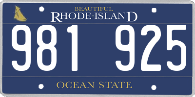 RI license plate 981925