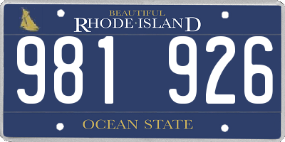 RI license plate 981926
