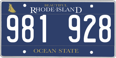 RI license plate 981928