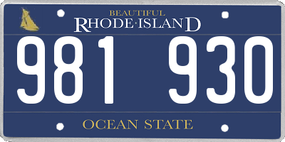 RI license plate 981930