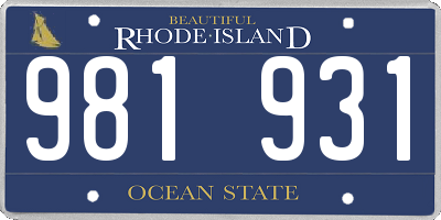 RI license plate 981931