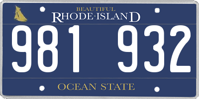 RI license plate 981932