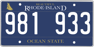 RI license plate 981933