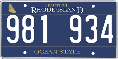 RI license plate 981934