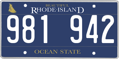RI license plate 981942