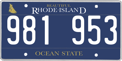 RI license plate 981953