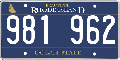 RI license plate 981962