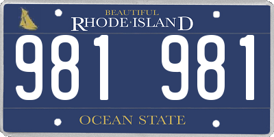 RI license plate 981981