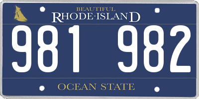 RI license plate 981982